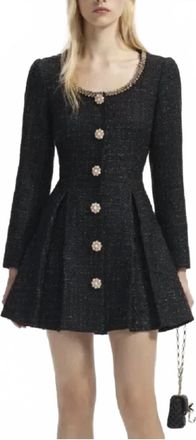 Self Portrait Womens Boucle Mini Dress In Black