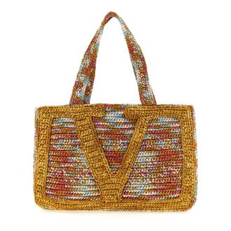 Valentino Garavani Tote Bags, female, Multicolor, Size: ONE SIZE Viva Superstar Large Raffia Shopping Bag
