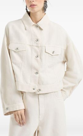 Brunello Cucinelli Brunello Cucinelli Womens Linen And Cotton Blend Jacket - Light Grey - Size EU 38 (Womens)