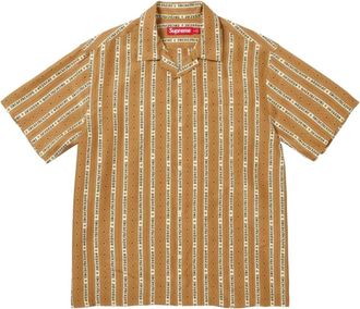 SUPREME SS26 Old English Stripe Silk S/S Shirt Yellow SUP-SS26-299-YLW
