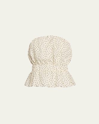 Aexae Strapless Polka Dot Linen Top