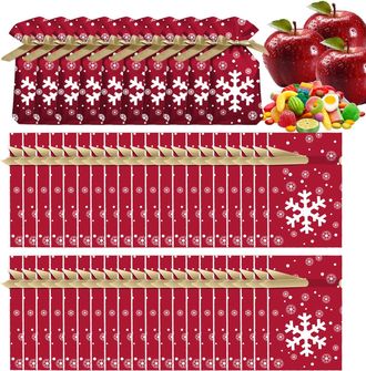 Generic Holiday Favor Pouches - Christmas Candy Bags With Drawstring, Reusable Wrapping Bag Set, Decorative Colorful Storage Sack, 50 Piece Goody Collection |