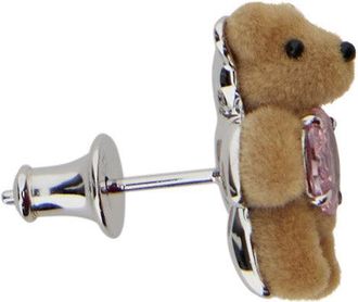Yvmin Womens Earrings Mini Flocked Bear Beige