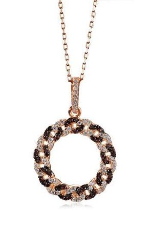 Suzy Levian Rose-tone Sterling Silver CZ Interlocked Circle Pendant Necklace in Brown at Nordstrom Rack