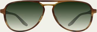 Barton Perreira Mens Double-Bridge Acetate Aviator Sunglasses