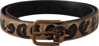 Dolce & Gabbana Elegante Gegraveerde Leren Riem - Heren - Riemen - Bruin - ONE Size - Leer - Accessoires