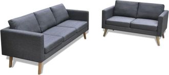 vidaXL Vidaxl - Set de sofás de 2 y 3 plazas de tela gris oscuro