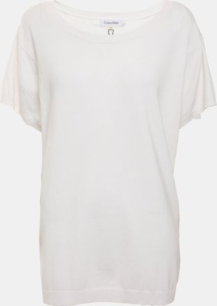 Calvin Klein White Jersey Haft Sleeve Top