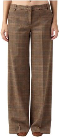 Ermanno Scervino Pied de Poule Broek - Dames - Wijde Broeken - Bruin - S - Polyester - Broeken