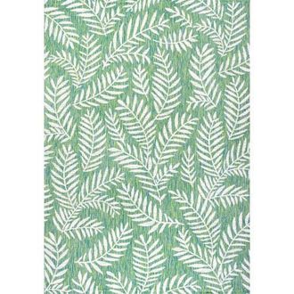 Jonathan Y Designs Nevis Palm Frond Indoor/Outdoor Area Rug in Cream/green at Nordstrom, Size 2Ft 0In X 8Ft 0In