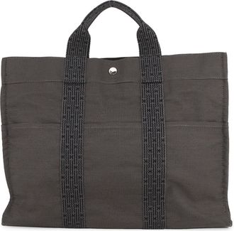 Herm&egrave;s Her Line Gray Canvas Handbag Tote Bag (Pre-Owned)