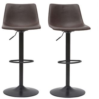 Miliboo Miliboo - Sgabello da bar vintage pu marrone 61cm set di 2 new rock