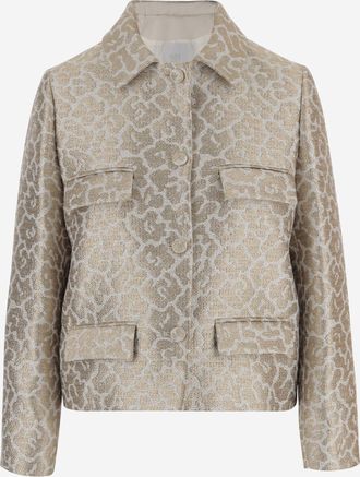 The Soi Company Womens Graphic Pattern Jacket Beige Polyester