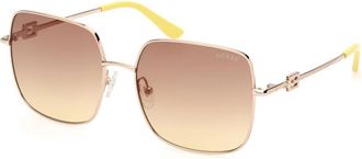 Guess Trendy zonnebril met metalen montuur - Dames - Zonnebrillen - Geel - 58 MM - Accessoires