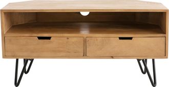 Miliboo Miliboo - Mueble Tv Angular De Madera De Mango Maciza Y Metal 100 Cm Vibes