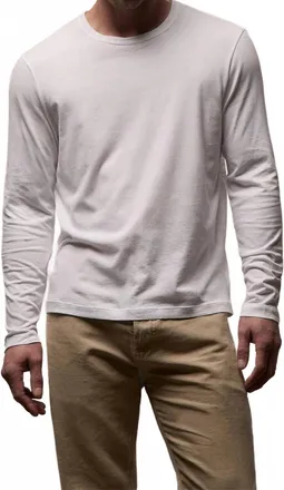James Perse Long Sleeve Brushed Jersey Crew Tee In White
