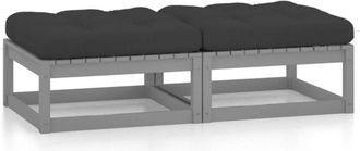 vidaXL Vidaxl - Reposapiés de jardín con cojines 2 uds madera maciza de pino