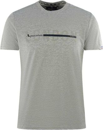 Aquascutum Heren Londen 1851 Gesplitst Logo T-Shirt (Grijs)