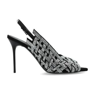 Balmain High Heel Sandals, female, Gray, Size: 8 1/2 US Leather Heeled Sandals