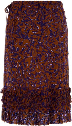Dries Van Noten Womens Printed Viscose Scotts Skirt Orange Gonne