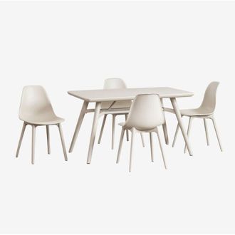 Sklum Set De Mesa Rectangular 135x80 Cm Y 4 Sillas De Jard&iacute;n En Polietileno Scand Sklum