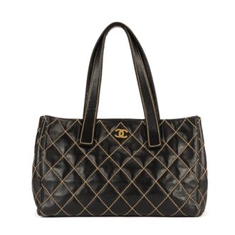 Chanel Pre-owned Womens Wild Stitch Medium Tote Shoulder Bag - Black - One Size
