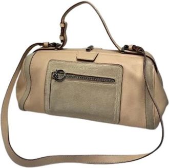 Ferragamo Pre-owned Handbags, female, Beige, Size: ONE SIZE Pre-owned Suede Handbag