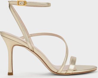 Charles & Keith Metallic Asymmetric Strappy Heeled Sandals