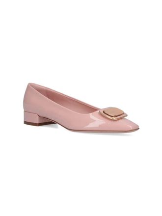 Ferragamo Hohe Schuhe - New Vara Plate Pumps In Pink Patent Leather - Gr. 10 - in Rosa - f&uuml;r Damen
