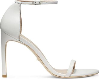 Stuart Weitzman Nudistsong High Heel Sandalen - Dames - Sandalen met hakken - Wit - 41 EU - Leer - Schoenen