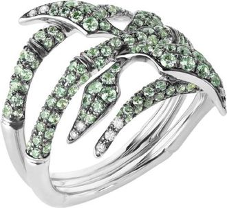 Stephen Webster Atelier Swarovski x Stephen Webster Gold, Lab-Grown Diamond and Sapphire Bamboo Ring