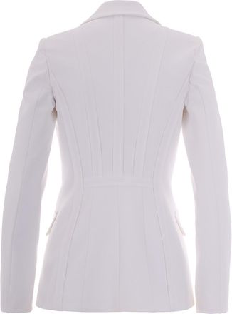 Elisabetta Franchi Ivory Double Cr&ecirc;pe Stretch Jacket With Raw-Edge Details