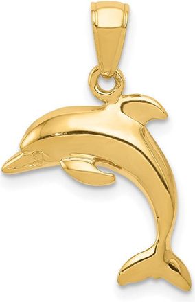 Diamond2Deal 14k Yellow Gold Jumping Dolphin Pendant