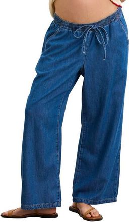 Hatch The Drapey Denim Wide Leg Pant in True Indigo at Nordstrom, Size 3