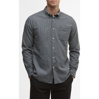 Barbour Turner Houndstooth Button-Down Shirt in Grey Marl at Nordstrom, Size X-Large