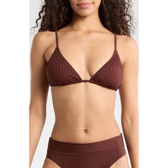 Sanctuary Tunnel Rib Bikini Top in Espresso at Nordstrom, Size Medium