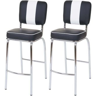 Hhg Coppia sgabelli design anni 50 retr&ograve; vintage Avellino metallo ecopelle 46x38x107cm nero