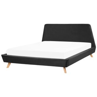 Beliani Cama Doble Tapizada Negra 180 X 200 Cm Con Estructura Y Cabecero Vienna
