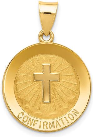 Diamond2Deal 14k Yellow Gold Confirmation Medal Hollow Round Pendant