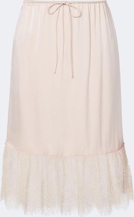 Poss&eacute; Blake lace-trimmed silk satin midi skirt
