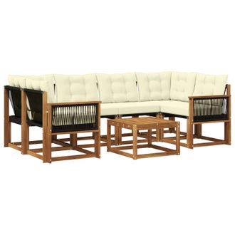 vidaXL Conjunto De Sof&aacute;s De Exterior Con Coj&iacute;n 7 Pcs Natural Y Crema Vidaxl