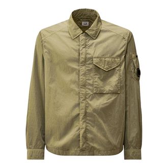 C.P. Company Light Jackets, male, Green, Size: L Chrome-R Zipped Lens Overshirt
