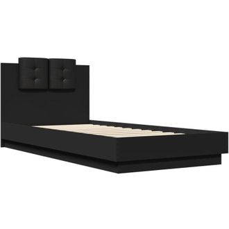 vidaXL Vidaxl - Estructura Cama Con Cabecero Madera Ingenier&iacute;a Negro 100x200 Cm