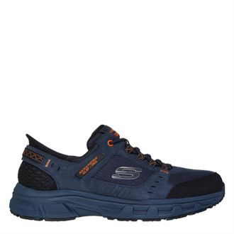 Skechers Heren Leren Relaxed Fit Schoenen (Marine/Oranje)