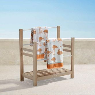 Frontgate Outdoor Towel Stand - Resort Collection Teak Pool Towel Stand - Frontgate