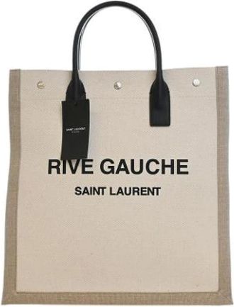 Saint Laurent Vintage, unisex, Beige, ONE Size, Leer, Pre-owned Rive Gauche Tote Bag