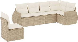 vidaXL Vidaxl - Juego De Sof&aacute;s Jard&iacute;n Con Cojines 6 Pzas Rat&aacute;n Sint&eacute;tico Beige