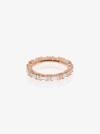 Suzanne Kalan 18kt rose gold horizontal baguette diamond ring - Pink
