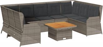 vidaXL Set De Muebles De Jard&iacute;n 7 Pzas Y Cojines Rat&aacute;n Sint&eacute;tico Gris Vidaxl