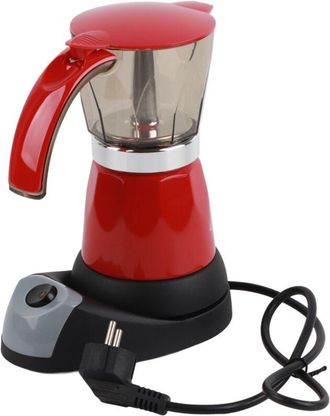 OEM Cafetera El&eacute;ctrica Tipo Moka Desmontable De 300 Ml/6 Tazas Y 480 W Para Cocina, Color Rojo